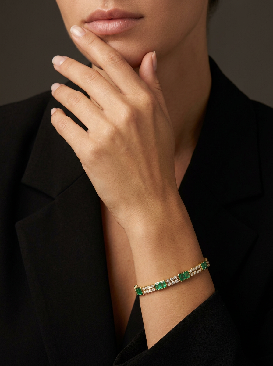 bracciale oro e smeraldi